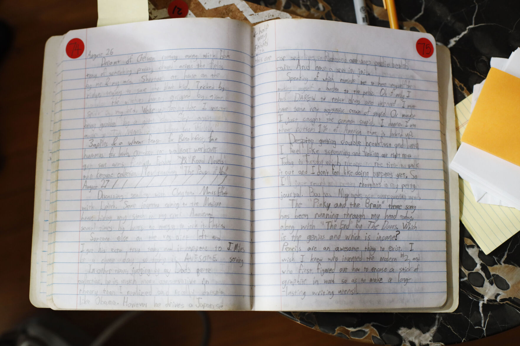 pile of notebooks and journals written by Milo Imrie